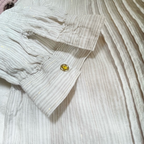 Charter Club Linen Blend Striped, Button Down Roll Tab Sz M - Picture 6 of 13